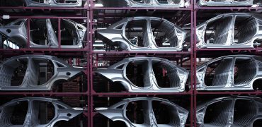 Stacks of steel body-in-whites