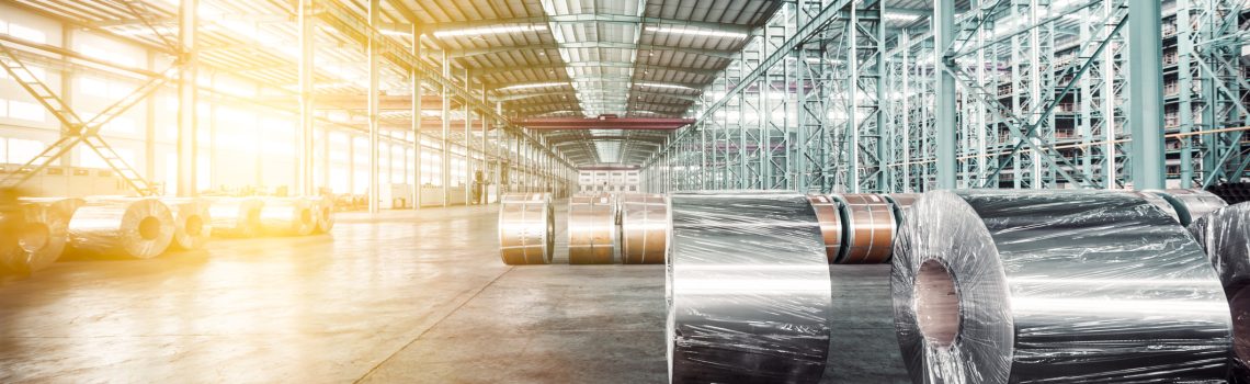 Rolls of steel sheet for automotive applications in a plant