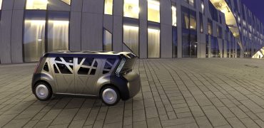 Steel E-Motive concept vehicle in city environment